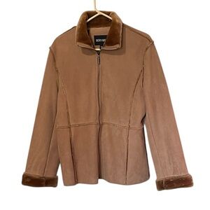 BERNARDO Women's Tan Suede Jacket Fleece Lined Heavy Coat Size Medium